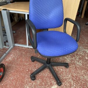 High Back Blue Fabric Operator Chairs With Fixed Arms