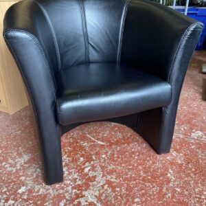 Black Faux Leather Tub Chairs