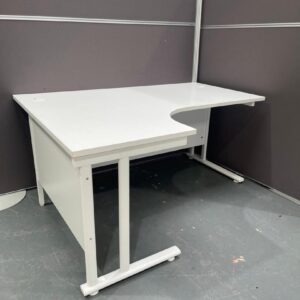 White Ergonomic Desk With White Twin Cantilever Legs